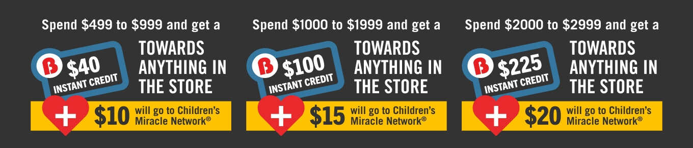 Spend $499 to $999 and get a $40 instant credit towards anything in the store.