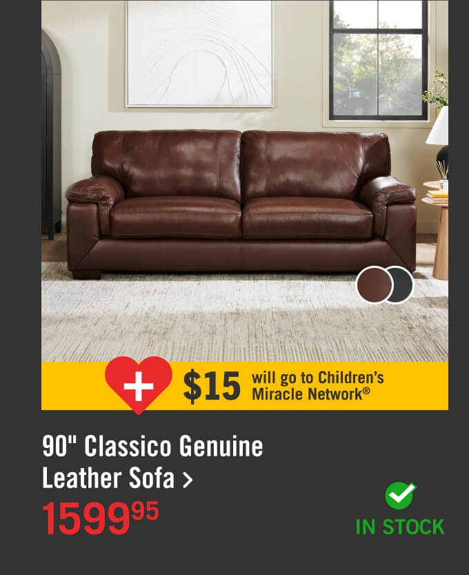 90" Classico Genuine Leather Sofa.