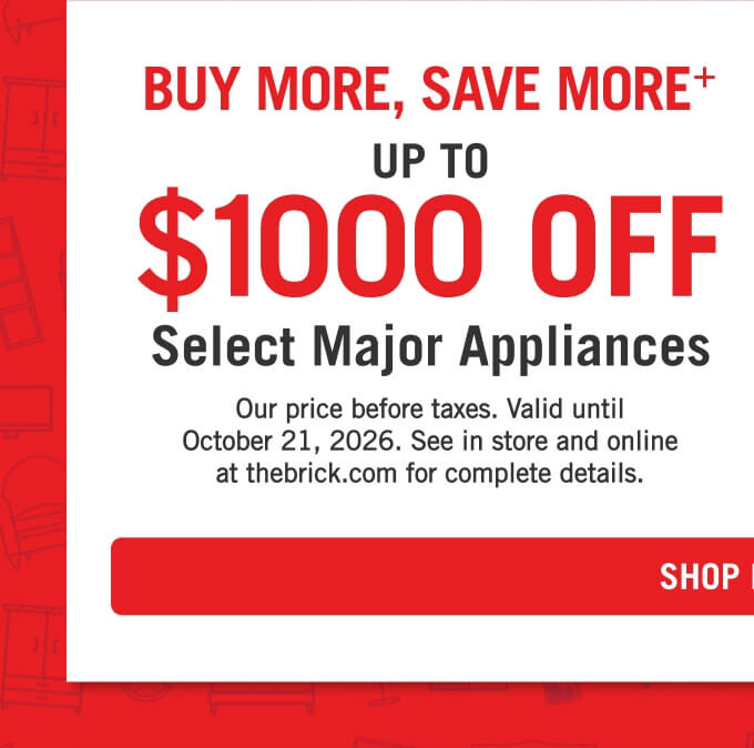 Up to $1000 off select major appliances.