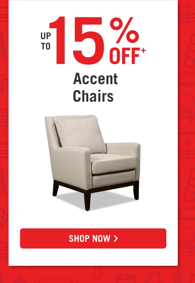 Up to 15% off futons and accent chairs.