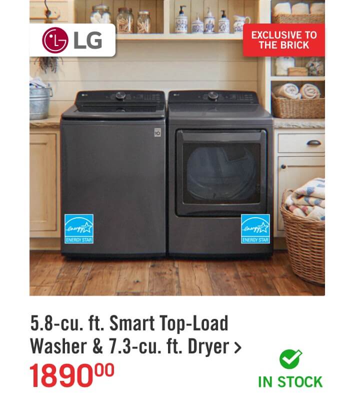 5.3-cu. ft. Smart Top-Load Washer & 7.3-cu. ft. Dryer.