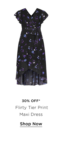 Flirty Tier Print Maxi Dress - black