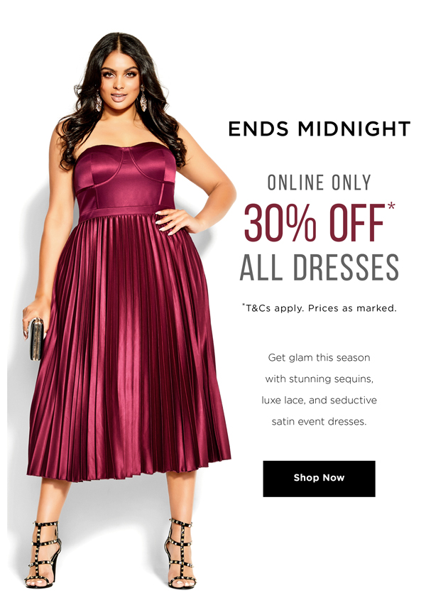 Shop 30% Off* All Dresses Online Only| ENDS MIDNIGHT