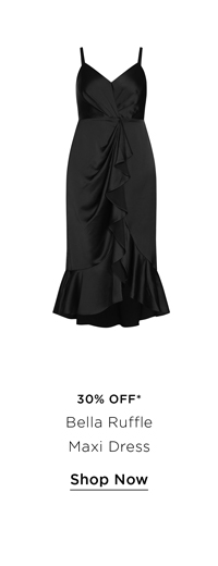 Shop Bella Ruffle Maxi Dress in black for 30% OFF*
