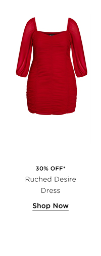 Shop Ruched Desire Dress in love red for 30% OFF*