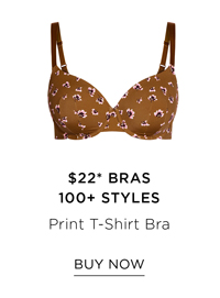 Shop the Print T-Shirt Bra in ginger for $22*