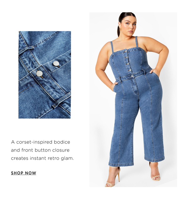 Shop the Lili Button Denim Jumpsuit