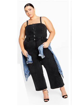 Shop Lili Button Denim Jumpsuit