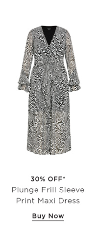 Shop Plunge Frill Sleeve Print Maxi Dress