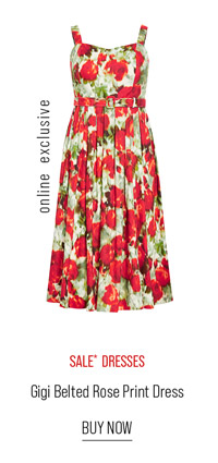 Gigi Belted Rose Print Dress