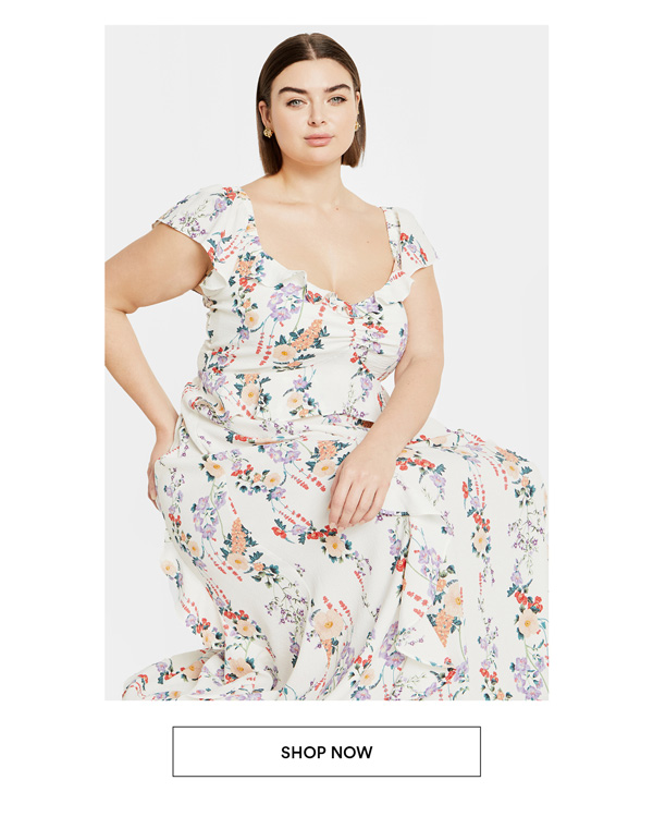 Shop Frill Fee Print Maxi Dress