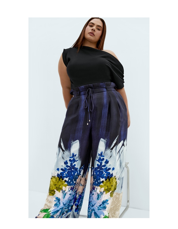 Shop the Shania Dahlia Print Wide Leg Pant