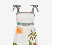 Shop the Paradise Print Shoulder Tie Midi Dress