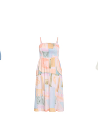 Shop the Jolie Trance Print Shirred Midi Dress