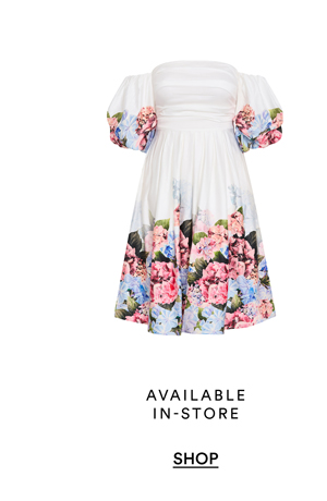 Shop the Rosa Border Print Puff Sleeve Midi Dress