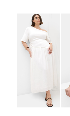 Shop the Off Shoulder Mixed Media Maxi Dress