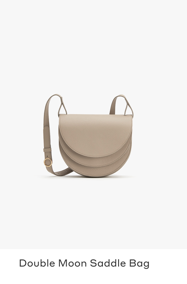 Cuyana, Bags, New Cuyana Double Moon Saddle Bag In Cappuccino Pebbled  Leather