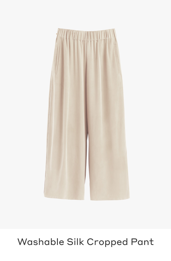 Washable Silk Wide-Leg Cropped Pant