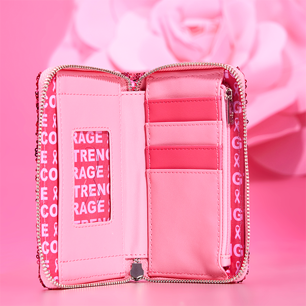 Breast Cancer Research Foundation Exclusive Pink Ribbon Sequin Mini Backpack | Officially Licensed | Plastic/Vegan Leather | Loungefly