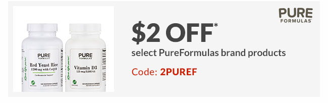 $2 off* select PureFormulas brand products - Code: 2PUREF