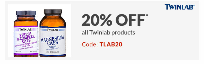 20% off* all Twinlab products - Code: TLAB20