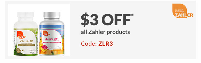 $3 off* all Zahler products - Code: ZLR3