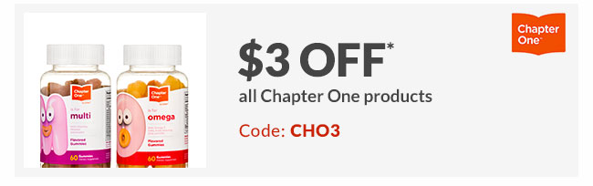 $3 off* all Chapter One products - Code: CHO3