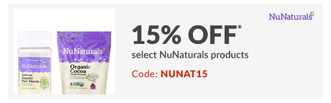 15% off* select NuNaturals products. CODE: NUNAT15