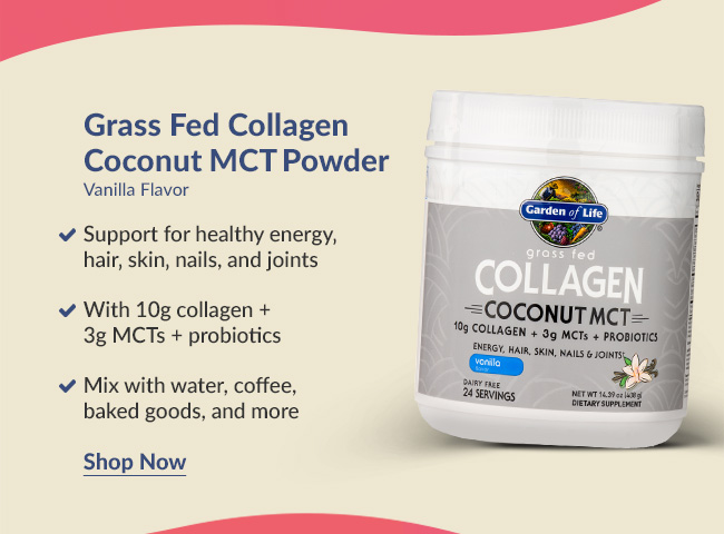 Grass Fed Collagen Coconut MCT Powder, Vanilla. Shop Now
