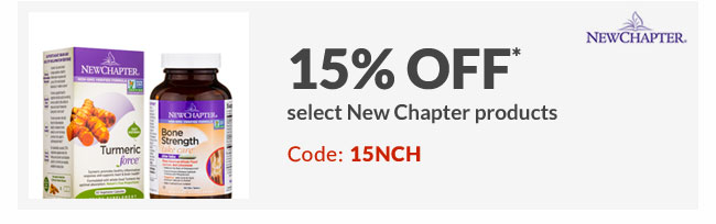 15% off* select New Chapter products - Code: 15NCH