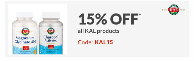 15% off* all KAL products - Code: KAL15 