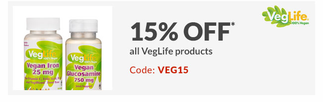 15% off* all VegLife products - Code: VEG15