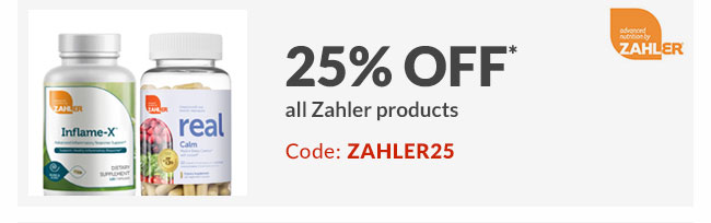 25% off* all Zahler products - Code: ZAHLER25