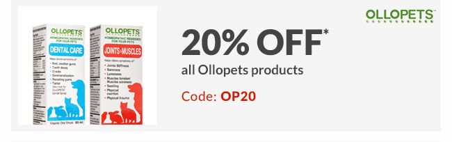 20% off* all Ollopets products - Code: OP20