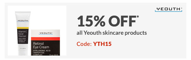 15% off* all Yeouth skincare products - Code: YTH15