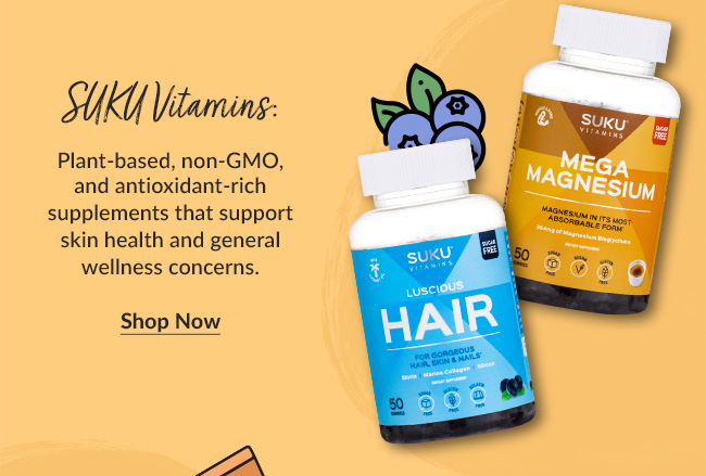 SUKU Vitamins: Plant-based, non-GMO, and antioxidant-rich supplements that support skin health and general wellness concerns.