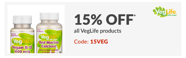 15% off* all VegLife products - Code: 15VEG