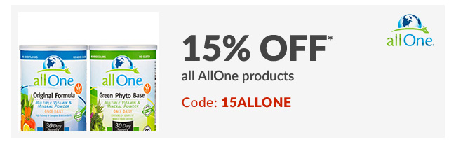 15% off* all AllOne products - Code: 15ALLONE