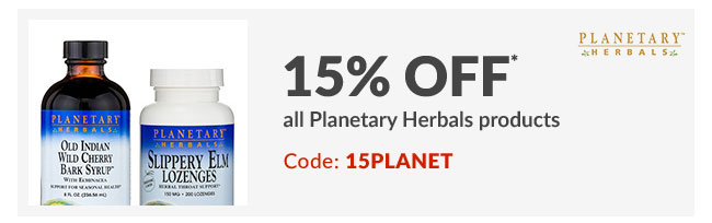 15% off* all Planetary Herbals products - Code: 15PLANET