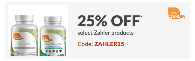 25% off* select Zahler products - Code: ZAHLER25