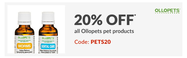 20% off* all Ollopets pet products - Code: PETS20