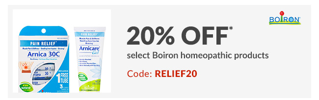 20% off* select Boiron homeopathic products