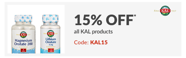 15% off* all KAL products