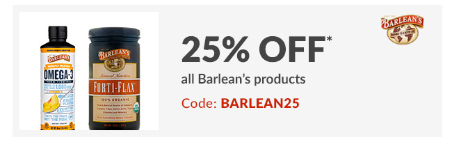 25% off* all Barlean’s products
