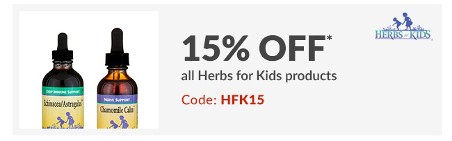 15% off* all Herbs for Kids products