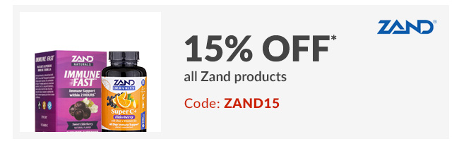 15% off* all Zand products