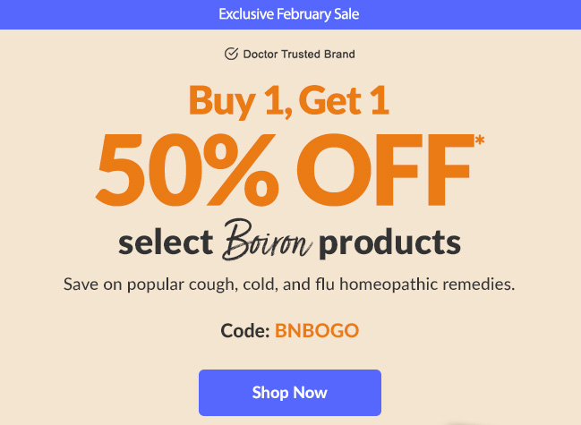 Buy 1, Get 1 50% off* select Boiron products