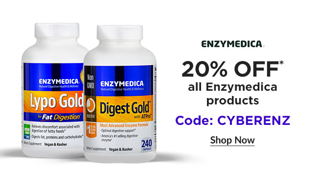 ENZYMEDICA 20% OFF all Enzymedica products Code: CYBERENZ Shop Now 