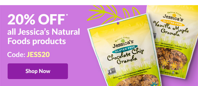 20% off* all Jessica’s Natural Foods products Code: JESS20. Shop Now