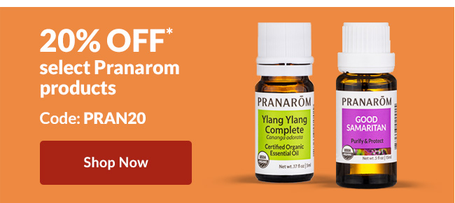 20% off* select Pranarom products. Code: PRAN20. Shop Now